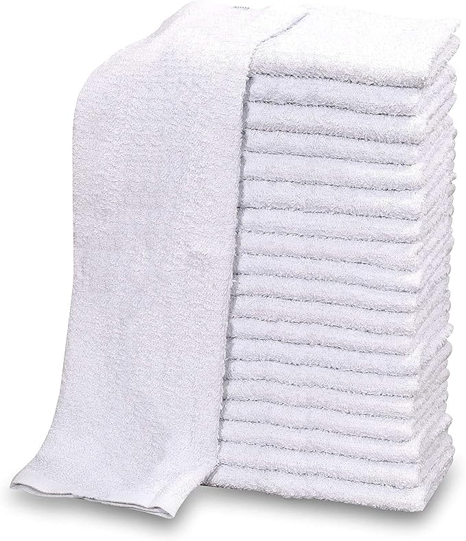New Cotton Blend White Restaurant Bar Mops Kitchen Towels (12, White) by GOLDTEXTILES
