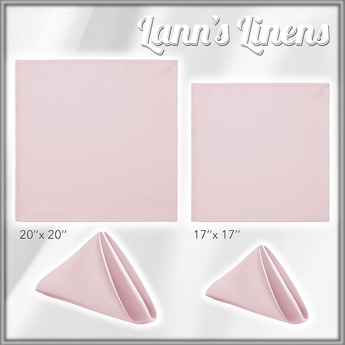 Lann's Linens Set of 12 Cloth Dinner Napkins, 20-inch Polyester Napkins, Washable and Reusable Fabric for Weddings, Hotels, Restaurants - Pink - Image 8