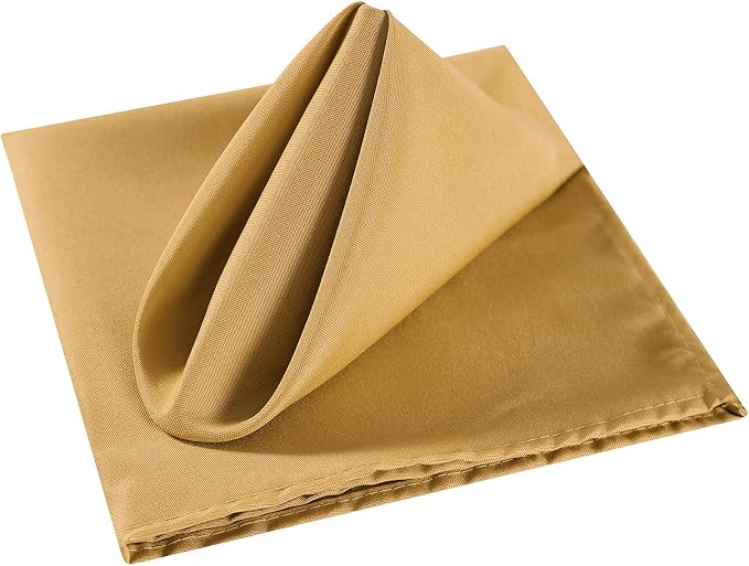 Cloth Napkins 17x17 inch Washable Polyester Dinner Napkins Soft Table Napkins for Wedding Party Dining Banquet(Gold,25PCS) - Image 3