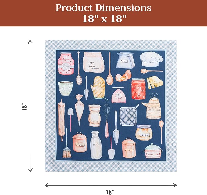 Maison d' Hermine Cloth Napkins Set of 4 Reusable 100% Cotton (18" x 18") | Everyday Square Napkins Cloth Washable Dinner Party Wedding Restaurant Hotel Kitchen Spring Summer - Let's Bake - Image 7