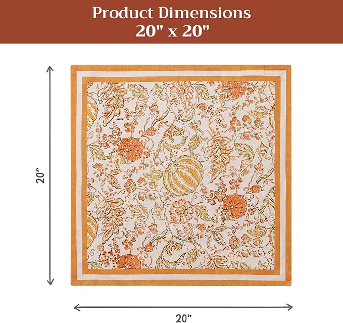 Maison d' Hermine Cloth Napkins Set of 4 Reusable 100% Cotton (20" x 20") | Everyday Square Napkins Cloth Washable Dinner Wedding Restaurant Hotel Kitchen Thanksgiving Christmas - Pumpkin Spice - Image 7