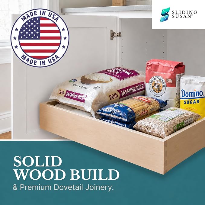 Baltic Birch Pull-Out Cabinet Drawer Organizer 18" W x 21" D | Heavy Duty (100Lbs) Wooden Pullout Inserts, Soft Close Sliding Shelf for Kitchen Cabinets, Pantry, Storages - Fully Assembled - Image 6