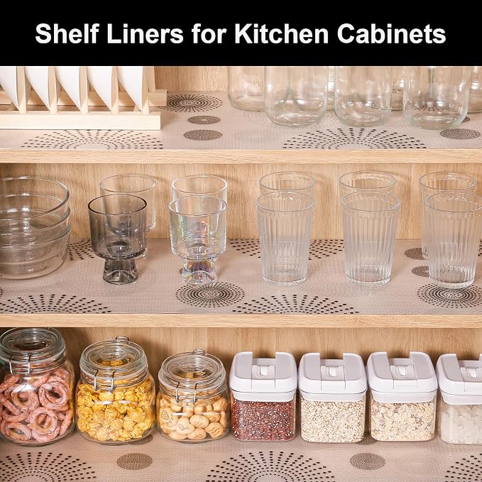 Cooyes Shelf and Drawer Liner for Kitchen Cabinets – Non-Adhesive, Waterproof, Non-Slip Cabinet Liners for Scratch Protection, Desk, Refrigerator, Shelves, Drawers with Modern Pattern - Image 2