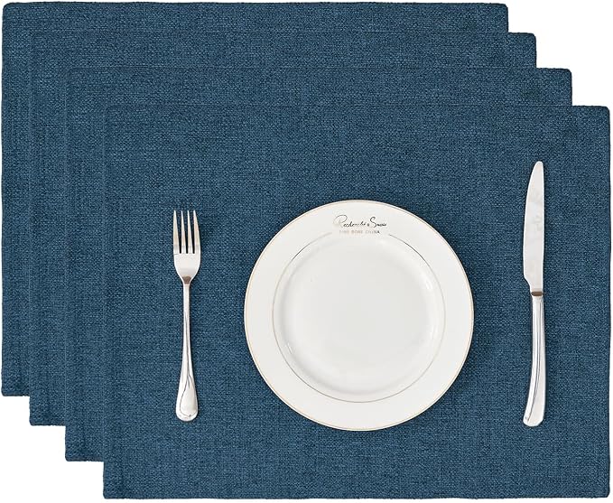 BALCONY & FALCON Rectangle Table Cloth Waterproof Navy Blue 13.8"x 17.7" 4pcs by BALCONYFALCON