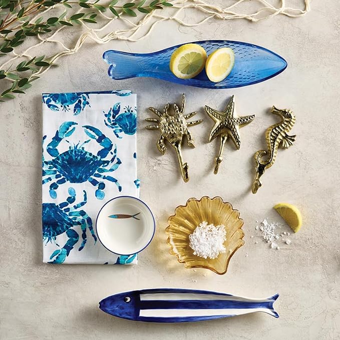 47th & Main Set of 4 100% Cotton Cloth Table Napkins for Dining, 18" Square, Blue Crabs - Image 2