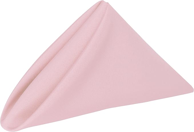 20x20-Inch Polyester Cloth Napkins, Light Pink, Set of 12 | Bulk Case of 1 Dozen, Dinner Napkins, Square, Serged Edges, Machine Washable, Wrinkle-Resistant, Flame-Resistant by UltimateTextile