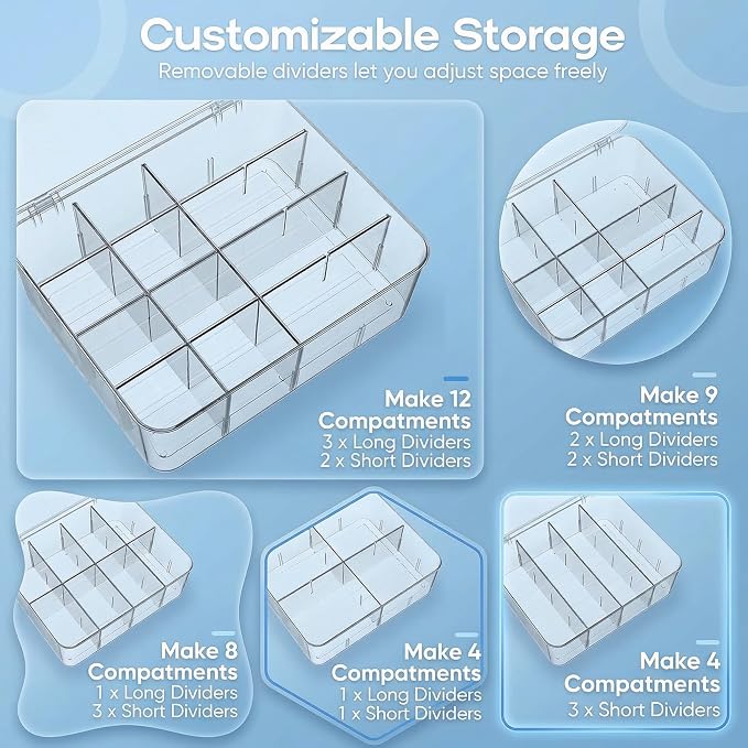 Tea Bags Organizer With Lid: Clear Tea Box For Tea Organizers And Storage | Adjustable Compartments, Extra Large, Holds 240 Tea Bags, Stackable Tea Bag Holder For Pantry, Kitchen, Countertop, Cabinet - Image 2