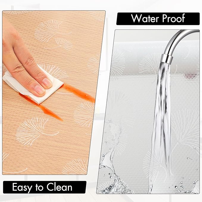 Cooyes Shelf Liner, Non Adhesive Drawer and Cabinet Liner, EVA Washable Oil-Proof Shelf Paper for Kitchen Cabinets, Refrigerator, Storage, Desks with Modern Pattern - Image 5