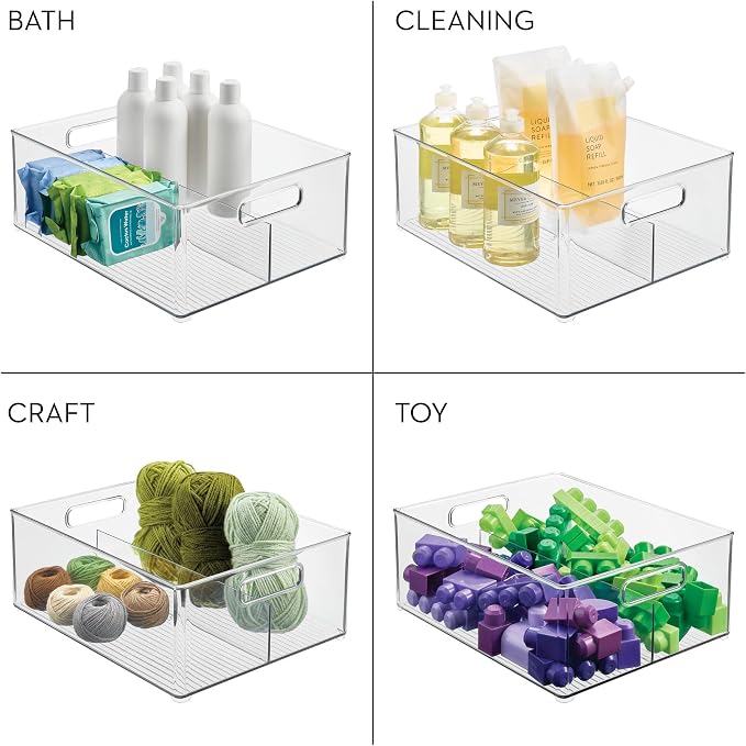iDesign Divided Pantry Bin, Clear | Kitchen Storage, Organize Snacks and Produce - Image 5