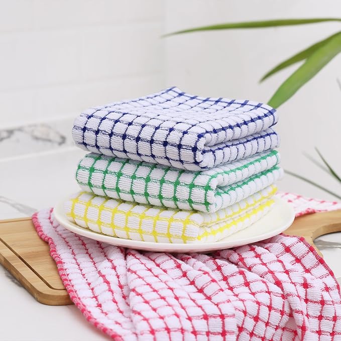 Kitinjoy Cotton 6 Pack Terry Kitchen Towels, Yellow | 16 x 25 Inches Super Soft and Absorbent Dish Towels, Quick Drying hand towels for kitchen Drying - Image 8