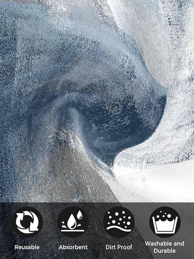 Blue Grey White Block Cloth Napkins Set of 8, Geometric Oil Painting Abstract Art Dinner Napkins Cloth Washable, Cocktail Napkins Reusable for Wedding, Party, Birthday (20"x20") - Image 8