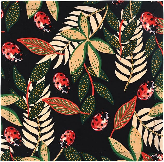 47th & Main Set of 4 100% Cotton Cloth Table Napkins for Dining, 18" Square, Ladybugs by 47thMain