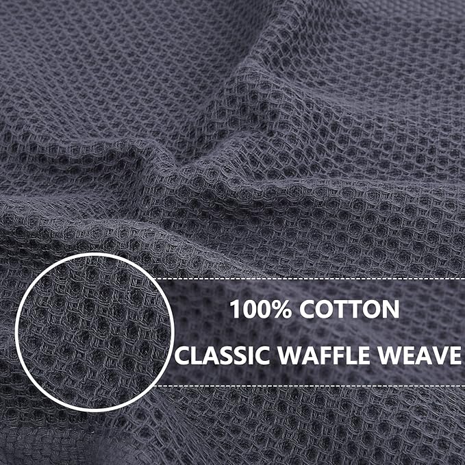 Homaxy 6-Pack Waffle Weave Kitchen Dish Cloths(12x12 Inches) and Flat and Terry Dish Towels(18”x 28”, 6 Pack), Large Cotton Kitchen Hand Towels - Image 2