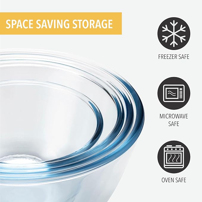 Concept Mixing Bowls with Lids, Glass Nesting Bowls, Space Saving Food Storage Containers, 6 Piece Set - Image 5