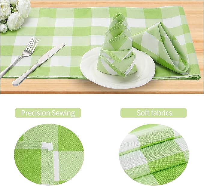 Buffalo Plaid Table Napkins Set of 100 Checkered Cloth Napkins 17x17 inch Washable Dinner Gingham Pattern Napkins Soft Napkins for Wedding Party Dining Banquet(Emerald and White) - Image 3