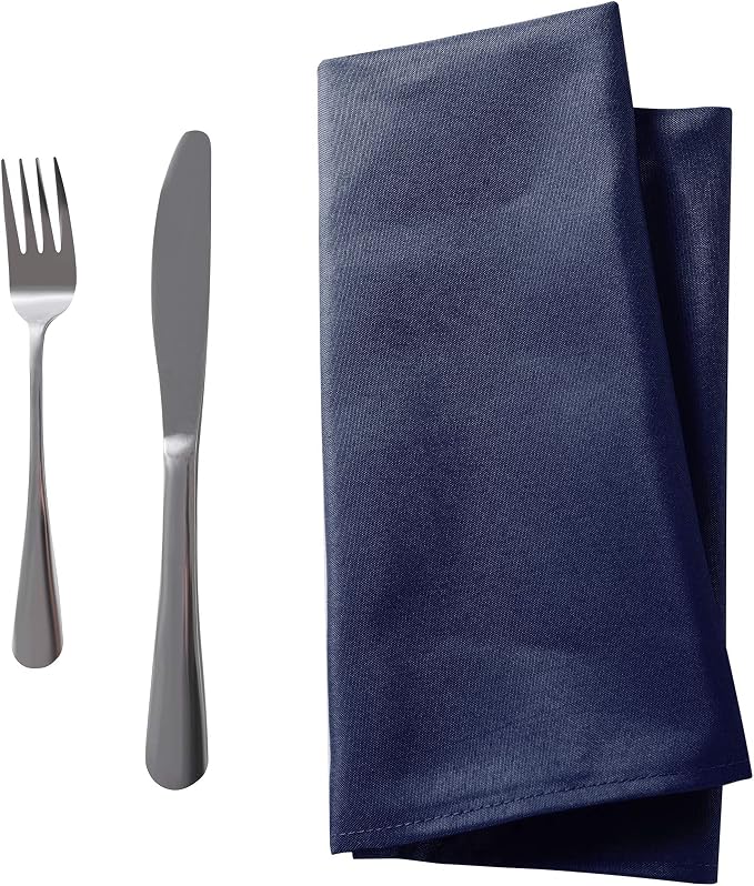 25pcs Polyester Cloth Napkins - 17 x 17 inch Navy Washable Dinner Napkins with Hemmed Edges for Restaurant/Wedding/Hotel(25,Navy) - Image 4