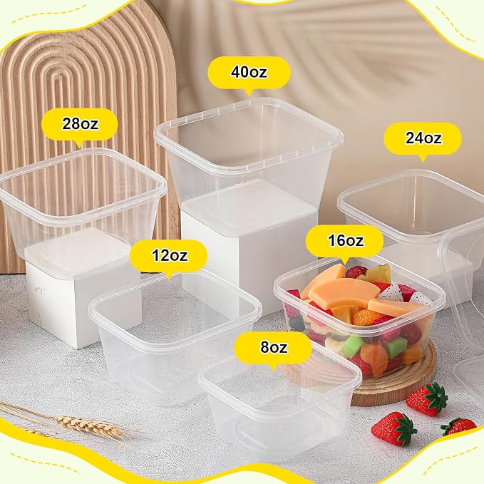 50 Pack 28 oz Deli Containers with Lids, Tamper Proof Leak Resistant Clear Plastic Food Storage Containers, Airtight Meal Prep Container for Soup Salad Tiramisu, Microwave & Dishwasher Safe - Image 5