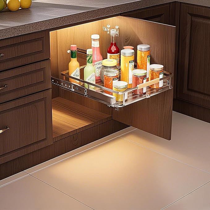 11.8~18"x17.3" Pull Out Cabinet Organizer，1Pack Expandable Sliding Cabinet Shelves，Side Mounting - Image 7