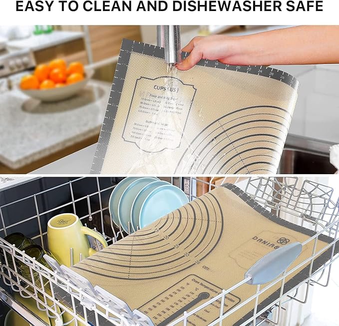 DANIA & DEAN 26"x16" Extra Thick Silicone Baking Mat for Pastry and Bread | Non-Slip & Non-Stick Mat with Measurements, for Pizza, Pie Crust, Dough Rolling, Pasta & Sourdough, Reusable Counter Sheet - Image 7