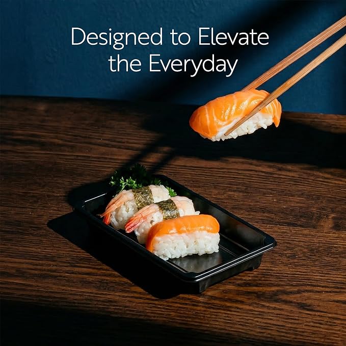 Restaurantware Plastic Sushi Trays 100 Pack of 6.1 x 3.5 x 1.77 Inch With Clear Lids Leak-Resistant Sushi Take Out Boxes Stackable Containers For Grab-And-Go - Image 7