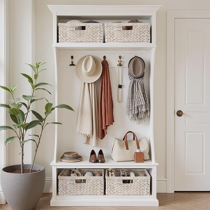 StorageWorks Pantry Baskets, Water Hyacinth White Wicker Baskets, 1-Pack | Wicker Storage Baskets for Organizing,Pantry Organizers and Storage,White Basket with Handle,White Woven Basket,Wicker Basket - Image 5