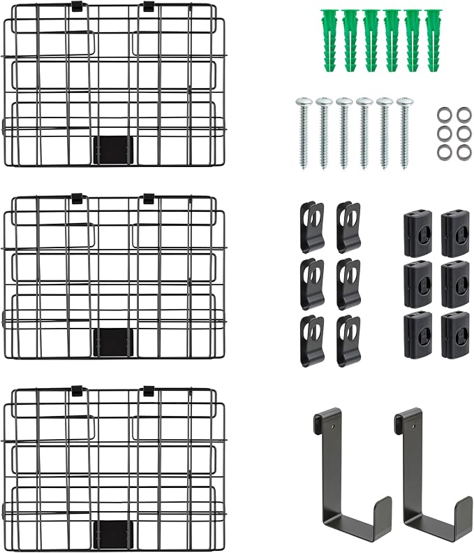 IRIS USA Over The Door Organizer, 3 Pack, Hanging or Wall Mount Wire Basket | Spice Rack Bathroom Cabinet Closet Laundry Pantry Door Organizer, Wall Baskets, Durable Easy Assembly - Image 3