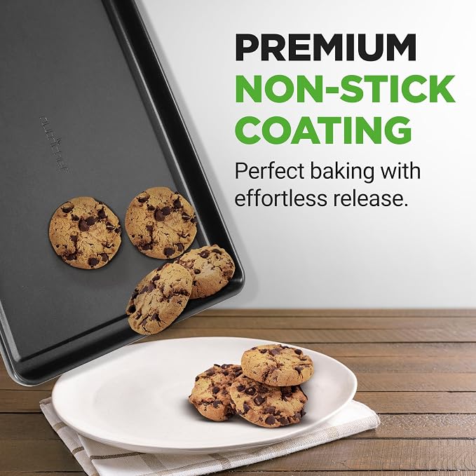 NutriChef 8-Piece Nonstick Stackable Bakeware Set – Non Toxic Carbon Steel Baking Trays W/Cookies Sheet Muffin, Loaf, Cake, Round & Square Pan – Easy To clean & Easy to Release, Oven Safe – Gray - Image 6