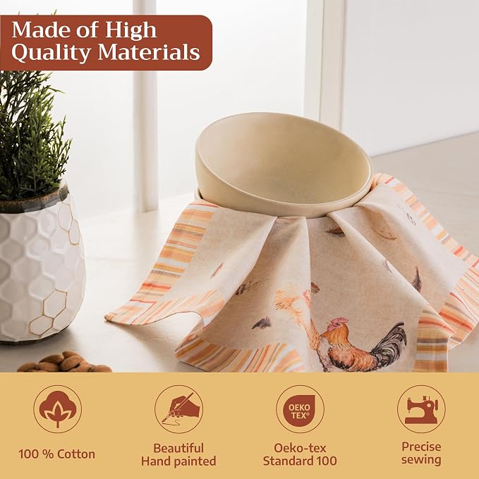 Maison d' Hermine Cloth Napkins Set of 4 Reusable 100% Cotton (18" x 18") | Everyday Square Napkins Cloth Washable Dinner Party Wedding Restaurant Hotel Kitchen Spring Summer - Barnyard Rooster - Image 3