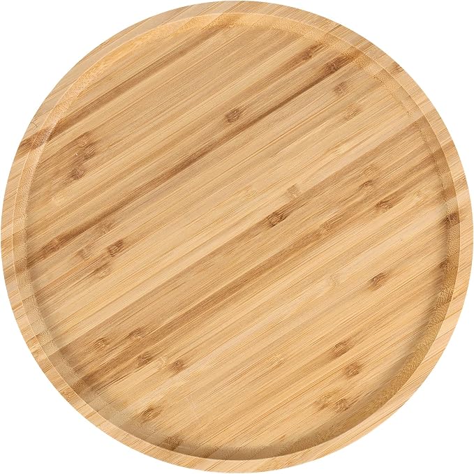 JOIKIT 3 Pack 10 Inch Bamboo Round Platter, Fine Polished Round Wood Plates Bamboo Serving Tray for Holding Fruit, Bread, Cheese, Nut, Coffee, Tea, Plant Saucer - Image 4