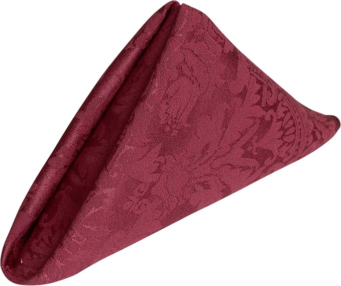 17x17-Inch Square Damask Cloth Napkins, Red, Set of 60 | Bulk Case of 5 Dozen, Saxony, 50% Cotton / 50% Polyester Fabric, Woven Damask Pattern, Soft Hand, Machine Washable by UltimateTextile
