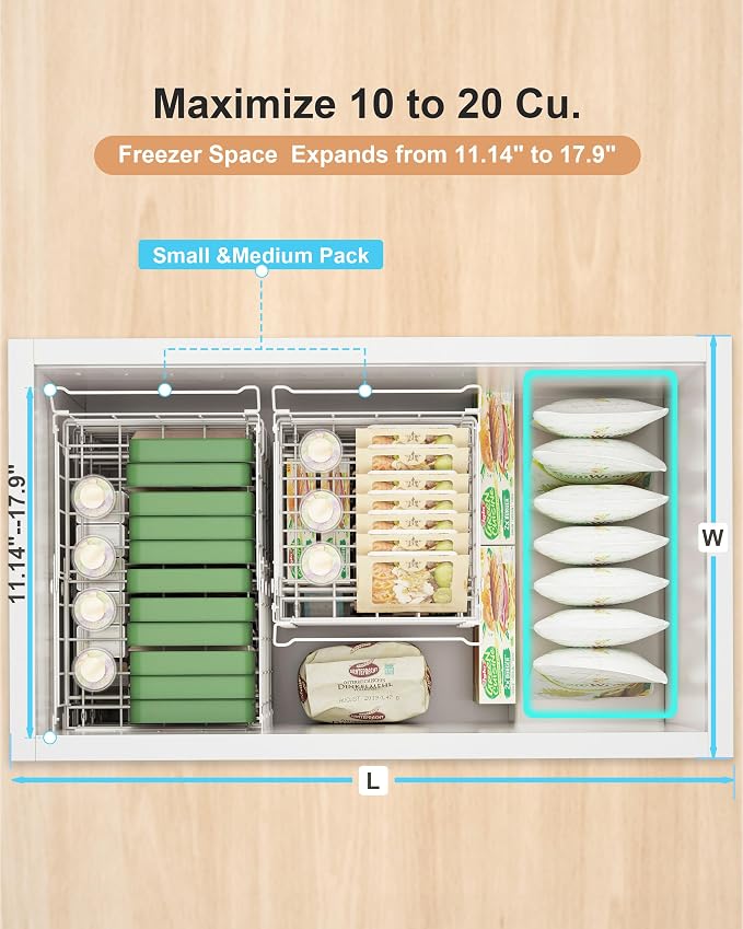 UMDONX 4-Pack Expandable Stackable Large Freezer Storage Boxes | Adjustable Sizes From 11.4 Inches to 17.9 Inches, Suitable for 10-20 Cubic Foot Freezers, White - Image 3