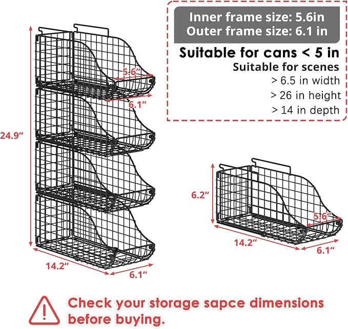 Sonyabecca 8 Pack Stackable Can Organizer for Pantry Cabinet Food Storage | Wire Storage Rack Holds Up to 72 Cans, Beverages and Food. Small Metal Organizer for Kitchen Counters, Fridges and RV - Image 7