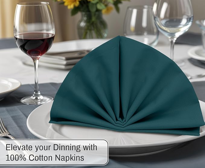 Ruvanti Cloth Napkins Set of 12, 18x18 Inches, 100% Cotton, Washable, Soft & Absorbent, Perfect for Wedding, Christmas, ‎Thanksgiving Dinners - Deep Teal - Image 4