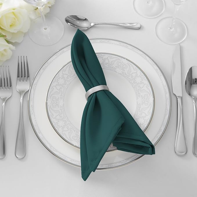 Lann's Linens Set of 144 Cloth Dinner Napkins, 20-inch Polyester Napkins, Washable and Reusable Fabric for Weddings, Hotels, Restaurants, Hunter Green - Image 5