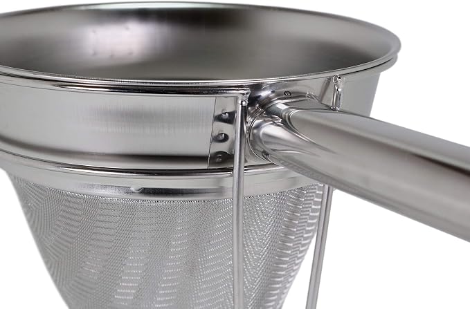 Anchy Premium 8" Chinois Fine Mesh Strainer Set with Stand & Bamboo Spatula – 18/8 Stainless Steel China Cap Cone Sieve, Professional Bouillon Strainer for Sauces, Soups, Broth, Stock, Jelly & Purees - Image 4