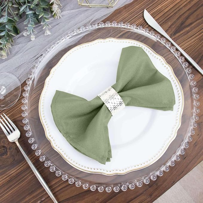 Efavormart Premium Cloth Napkins Set of 50, 17x17 Inch Eucalyptus Dusty Sage Violet Seamless Dinner Napkins, Washable Linen Table Napkin Cloth with Hemmed Edges for Weddings, Party and Banquet - Image 2