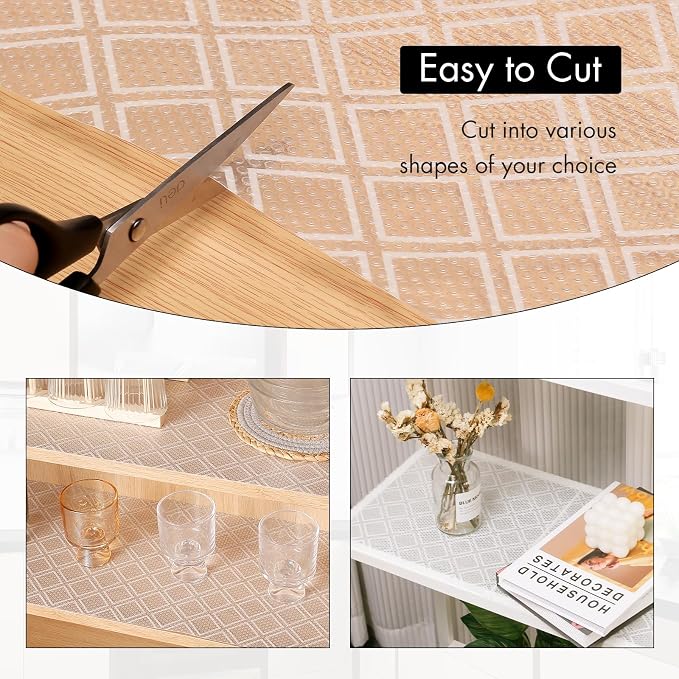 Shelf Liners for Kitchen Cabinets – Non Adhesive Drawer and Cabinet Liner, Waterproof and Oil-Proof Kitchen Cupboard Shelf Paper EVA Material Fridge Liner for Refrigerator – Modern Pattern - Image 4