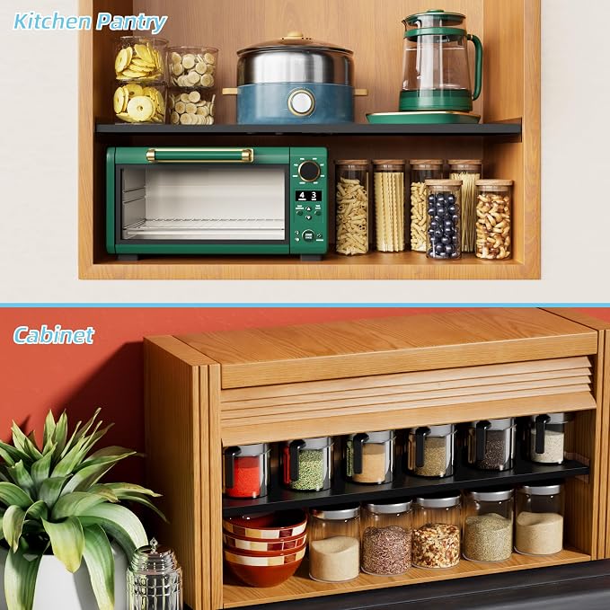 Closet Shelf Expandable-Large Metal Storage Rack,3 Packs DIY Dividers Separators for Cabinet Wardrobe Cupboard Pantry Kitchen Bathroom (Black,11.8" D x 17"-31" W,3PCS) - Image 4