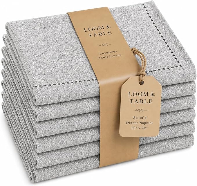Maple Silver Napkins by Loom & Table – Elegant, Wrinkle-Resistant, Machine Washable – Luxury Napkin for Dining Room, Weddings, Dinner Parties, Holidays, Birthdays, or Everyday Use by LoomandTable