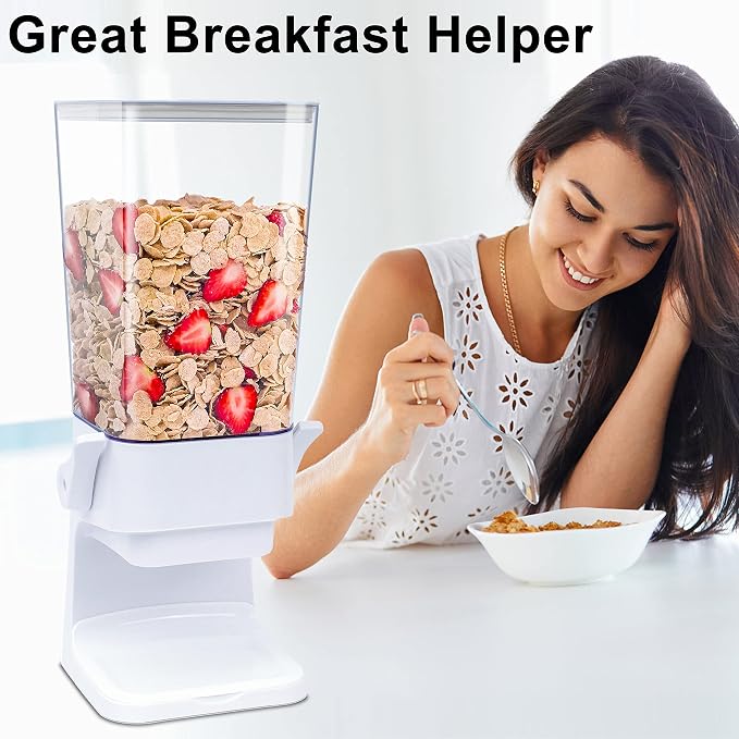 Cereal Dispenser Countertop 2Pc, Cereal Containers Storage, 5.5Qt Organization and Storage Containers for Kitchen, Snack Dispenser for Rice, Grains, Dry Food, Oatmeal, Nuts, Pet food, White - Image 2