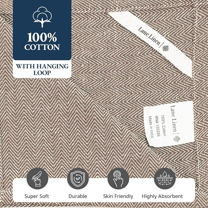 LANE LINEN Kitchen Towels Set - 100% Pure Cotton Dish Towels for Kitchen, Super Absorbent Kitchen Hand Towel, Tea Towels, Soft & Durable Dish Cloths, Pack of 12 – 14”x25”, Beige - Image 8