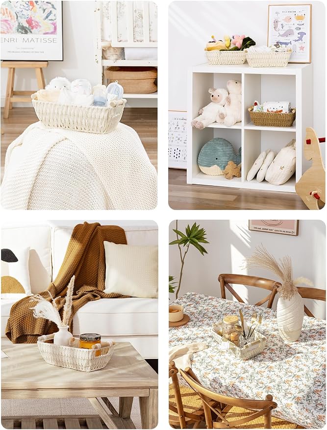 Storageworks Small Storage Basket, Woven Basket For Shelves, Beige - Image 5