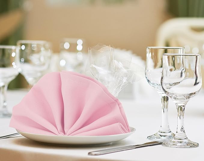 Utopia Home [24 Pack, Pink] Cloth Napkins 17x17 Inches, 100% Polyester | Hemmed Edges, Washable and Reusable Ideal for Parties, Weddings and Dinners - Image 5