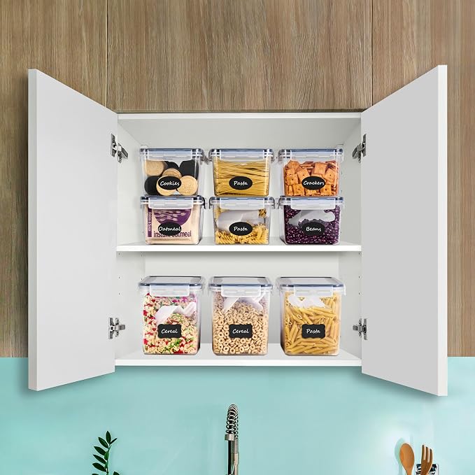 Sorbus Food Storage Containers - Pack of 8 - Air Tight, Four-Way Snap Lids Keeps Food Fresh - Store Cereal, Pasta, Flour, Nuts, Candy - Durable Plastic Kitchen Pantry Bins - Image 3