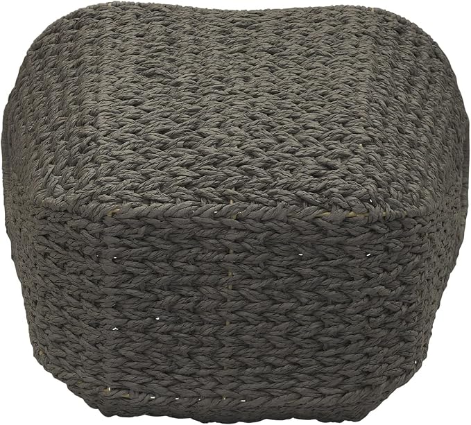 Household Essentials Handwoven Paper Rope Storage Basket with Metal Frame and Handles, Gray - Image 6