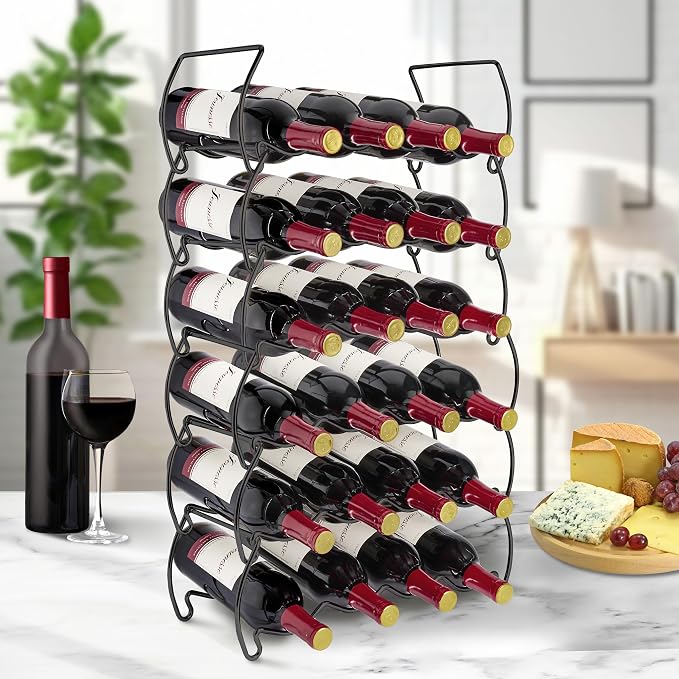 Sorbus 6-Tier Stackable Wine Rack - Classic Style Wine Racks for Bottles - Perfect for Bar, Wine Cellar, Basement, Cabinet, Pantry, etc - Hold 24 Bottles, Metal (Black) - Image 3