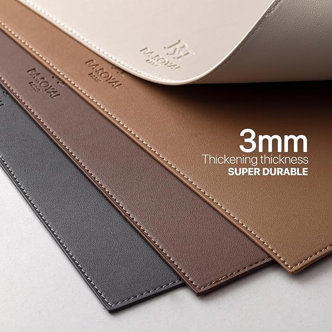 Baroyal Faux Leather Placemats Set of 6 Vinyl Washable Wipeable Table Mats for Kitchen Dining Table Heat Resistant Waterproof Indoor/Outdoor Placemats Non-Slip Easy Clean Place Mats-Almond Birch - Image 3