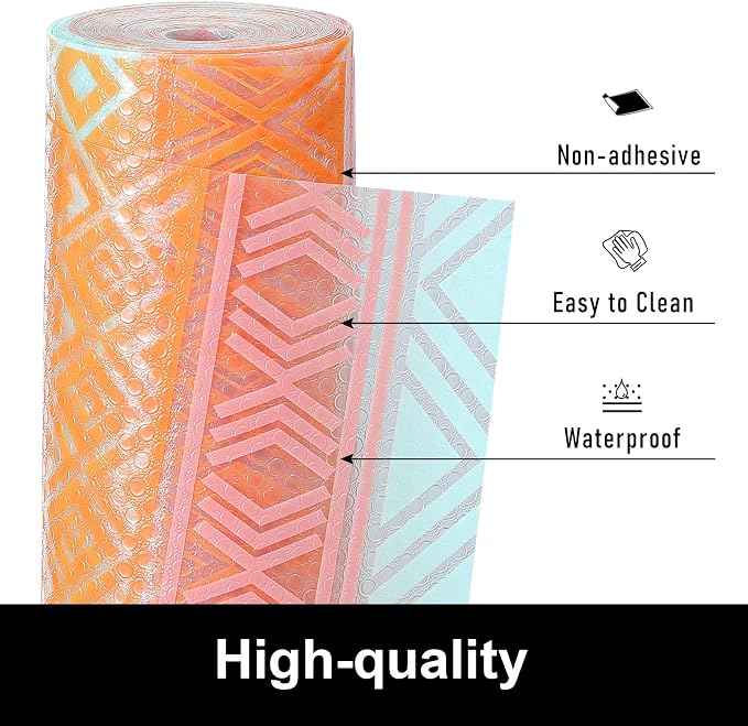 Cooyes Shelf Liners for Kitchen Cabinets Waterproof & Oil-Proof Kitchen Cupboard Mats Non-Slip Drawer Mats EVA Material Non Adhesive Fridge Liner for Shelves（11.8" W x 236" L） - Image 2