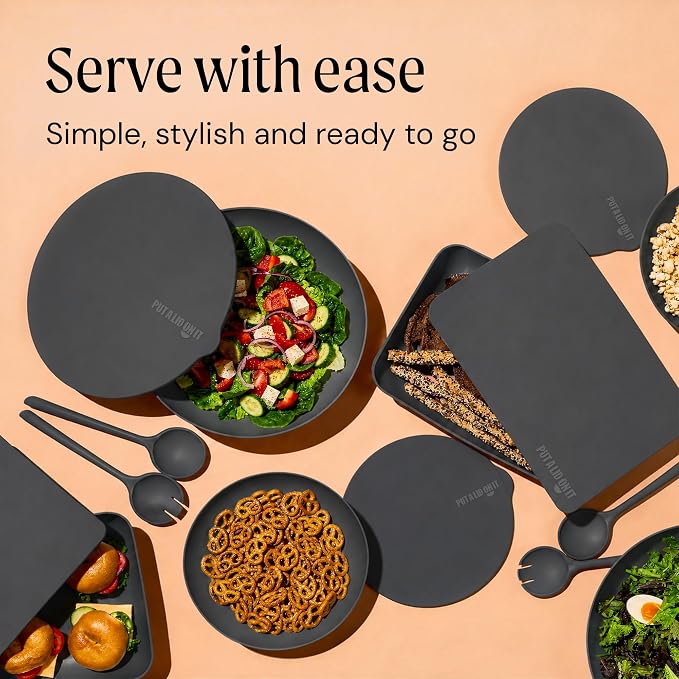 Large Serving Bowl with Lid - Certified Recycled Food-Safe Plastic, BPA-Free, Dishwasher, Microwave, Fridge and Freezer Safe | 4.96qt | Pepper - Image 5