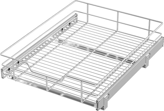Pull Out Cabinet Organizer 18" W X 22" D, Chromed, Full Slide Out Drawers | For Kitchen Organizers and Storage, Pull Out Drawers For Cabinets Capacity Heavy Duty Caddy, Cabinet Shelves, Bathroom Pantry by STORKING